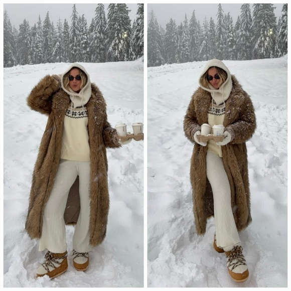 Zara Hooded Faux Fur Coat - Picture 12 of 14